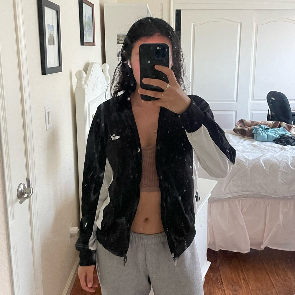 Puma track suit jacket black and white